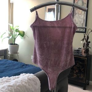 Crushed velvet lavender bodysuit